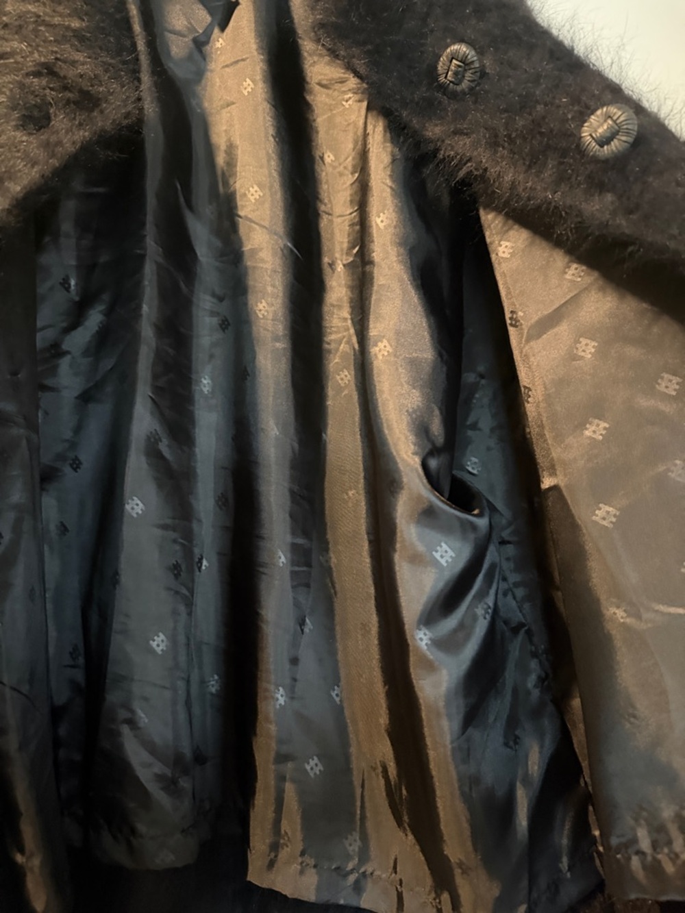 Classic Black Fuzzy Button-Up Cardigan Sweater - Picture 7 of 8